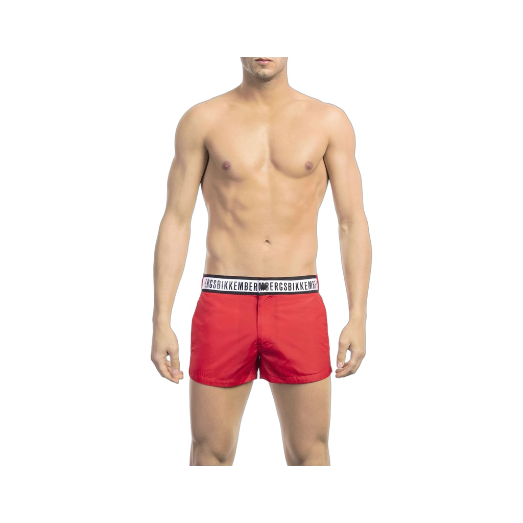 Red Polyamide Men Swim Short