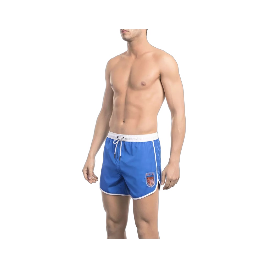Blue Polyester Men Swim Short