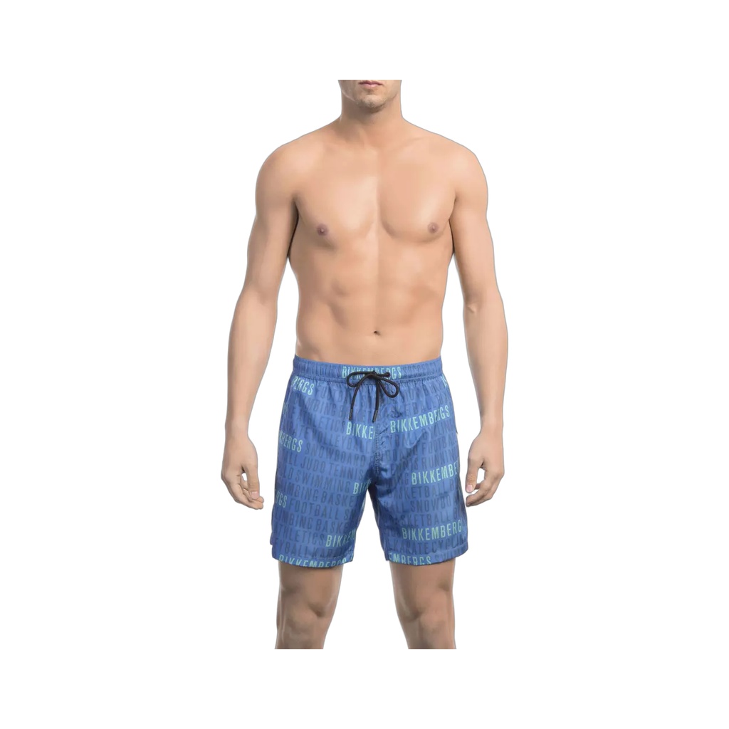 Blue Polyester Men Swim Short