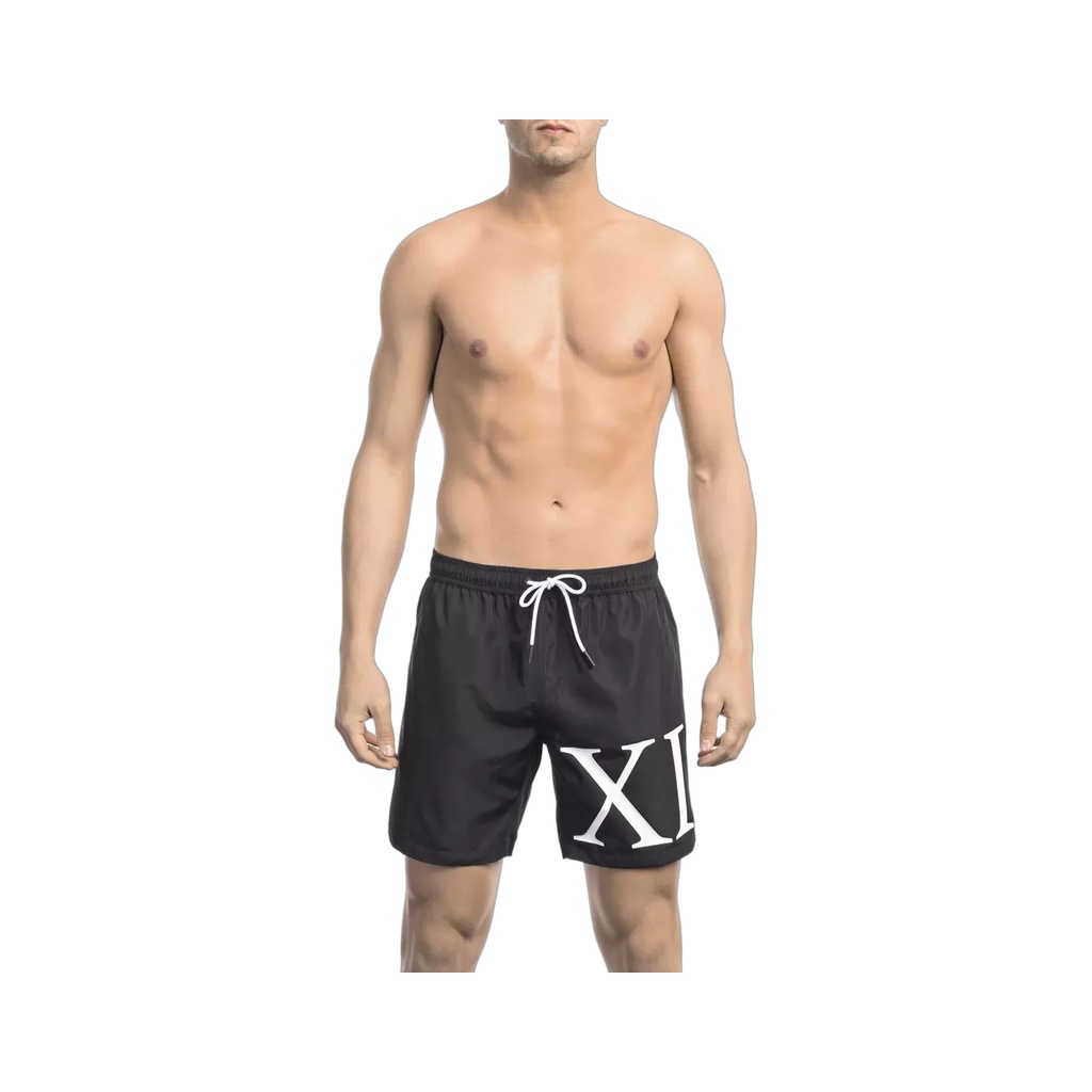 Black Polyester Men Swim Short
