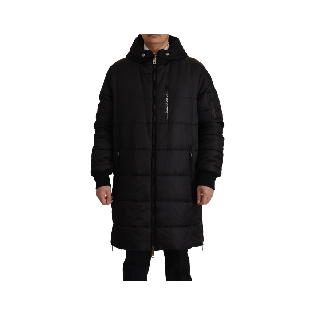 Elegant Black Hooded Parka Winter Jacket