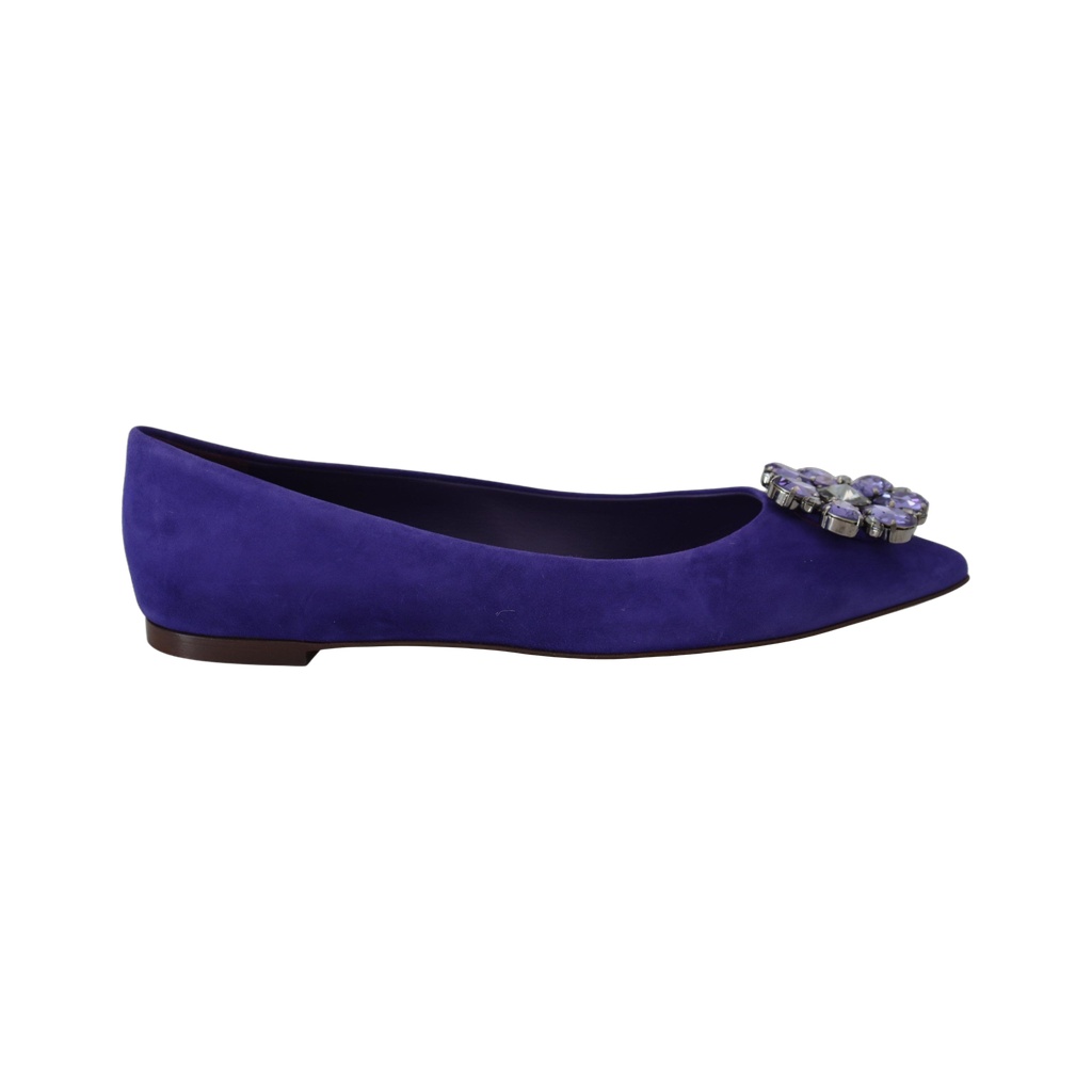 Purple Suede Crystals Loafers Flats Shoes