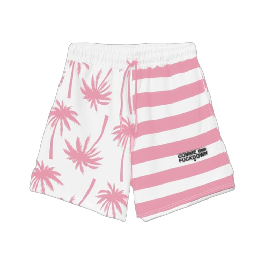 Chic Pink Striped Drawstring Shorts