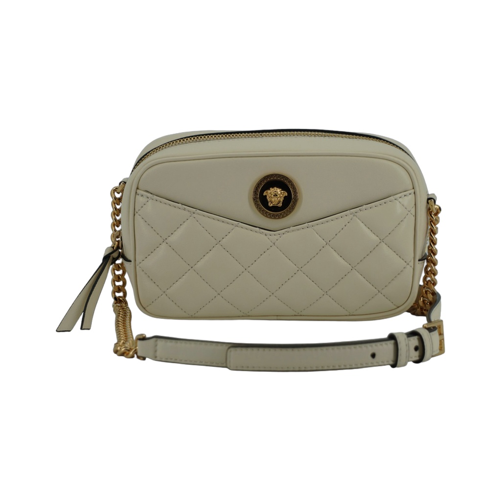 Elegant White Lamb Leather Camera Bag