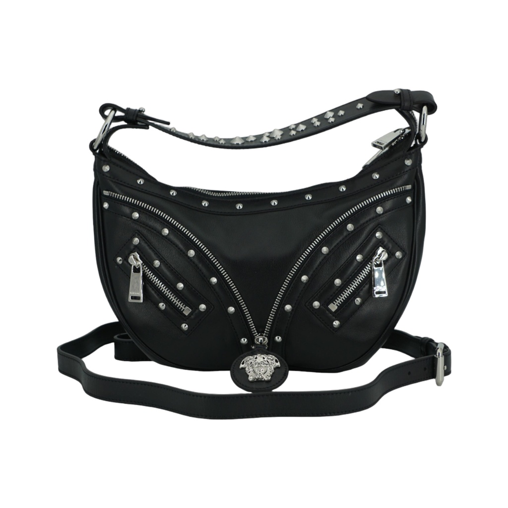 Elegant Black Leather Hobo Shoulder Bag