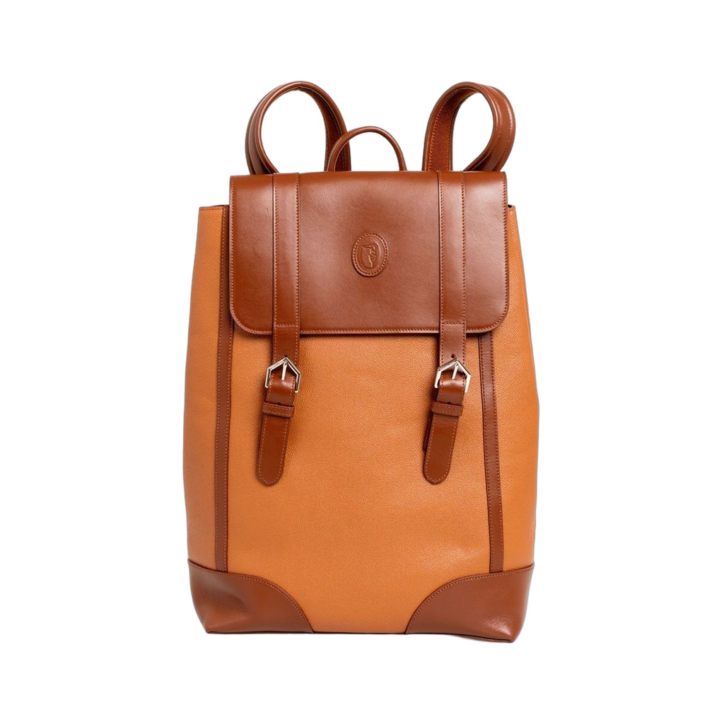 Brown Leather Men Backpack