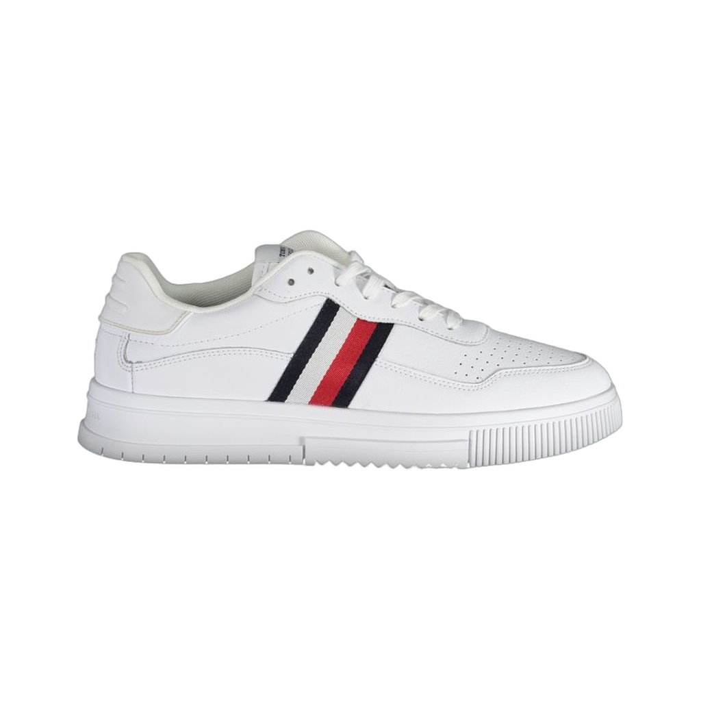 Tommy Hilfiger Supercup Leather Stripe Sneakers In White