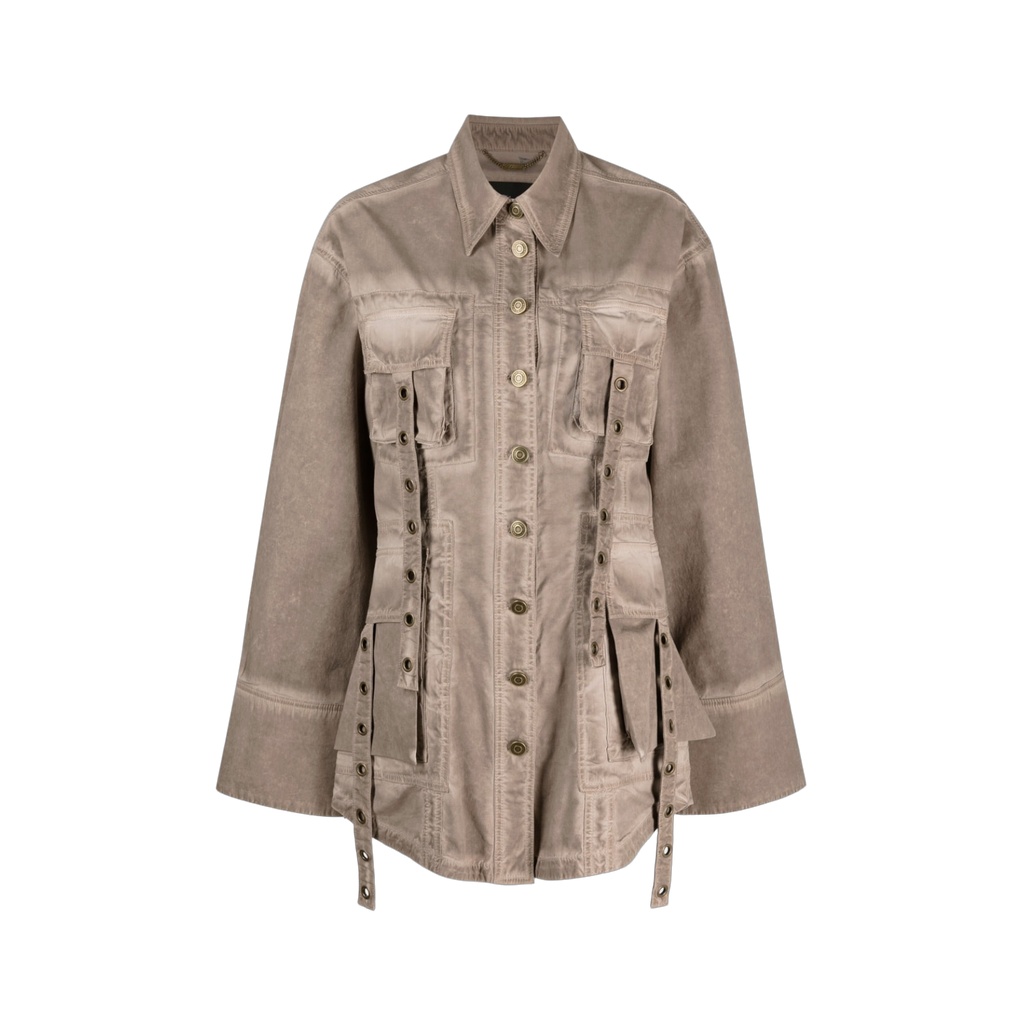 Eyelet-Embellished Denim Jacket