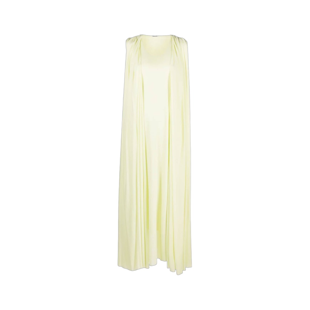 Light Yellow Draped Midi Dress