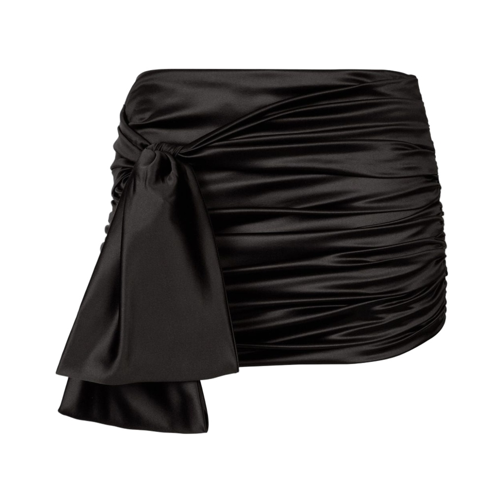 Knot-Detail Satin Mini Skirt
