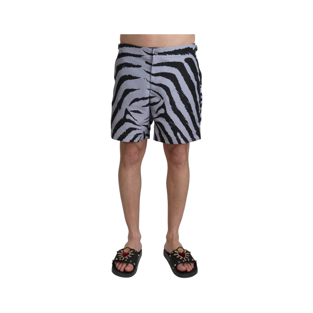 Gray Zebra Print Beachwear Shorts
