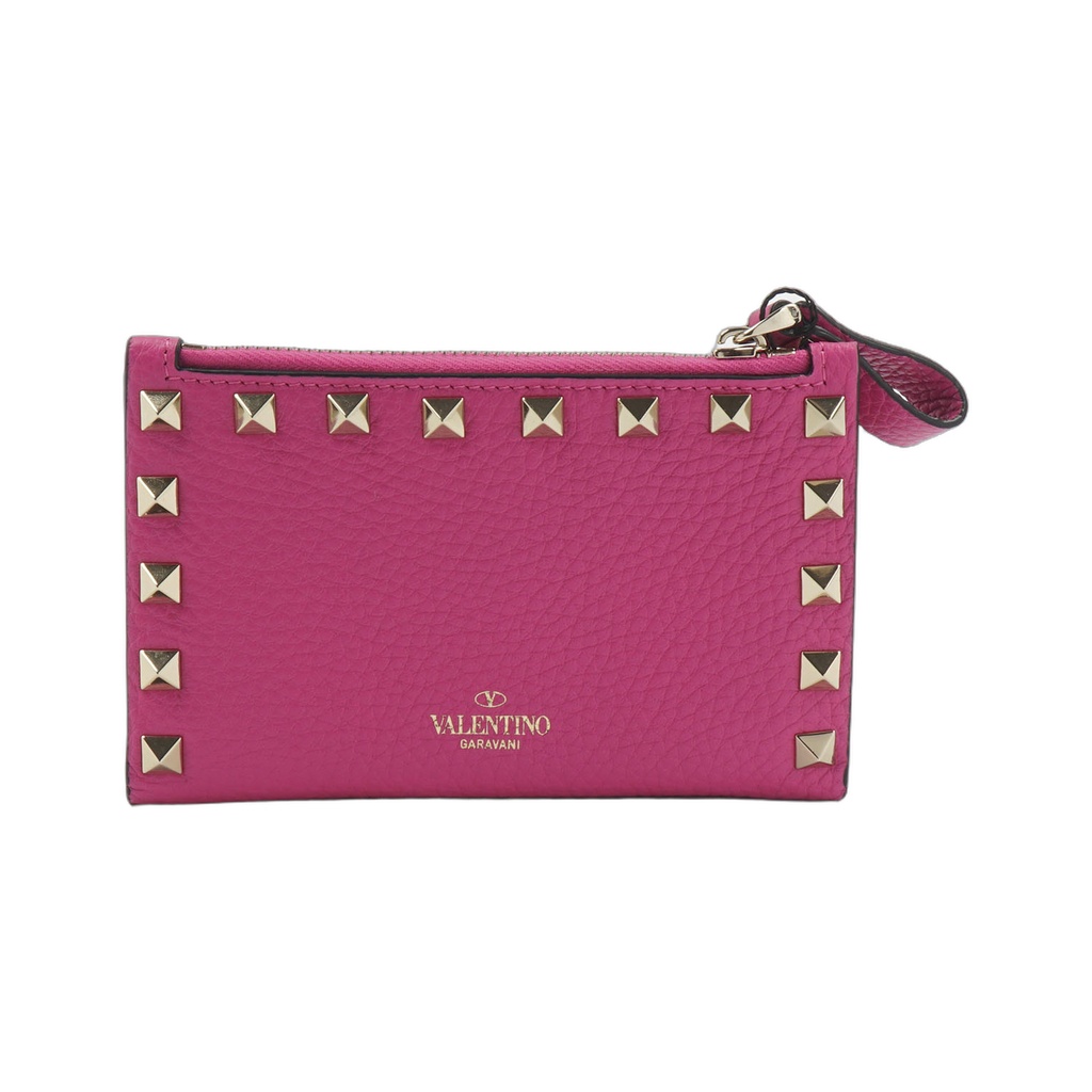 Valentino Pink Leather Rockstud Bifold Wallet