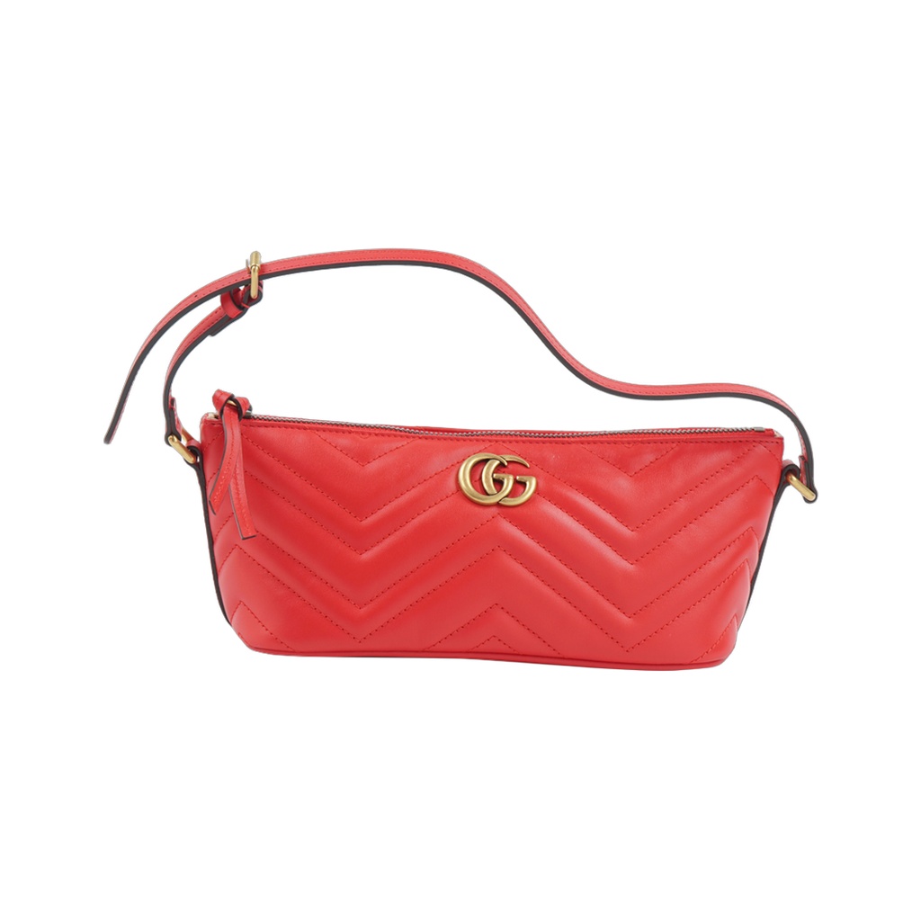 Calfskin Matelasse Chevron GG Marmont Sling Shoulder Bag Rosso