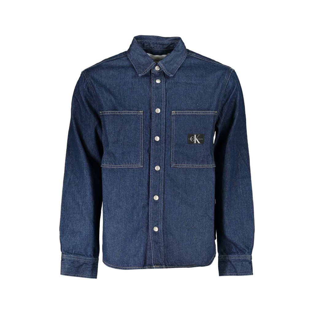 Blue Cotton Men Jacket