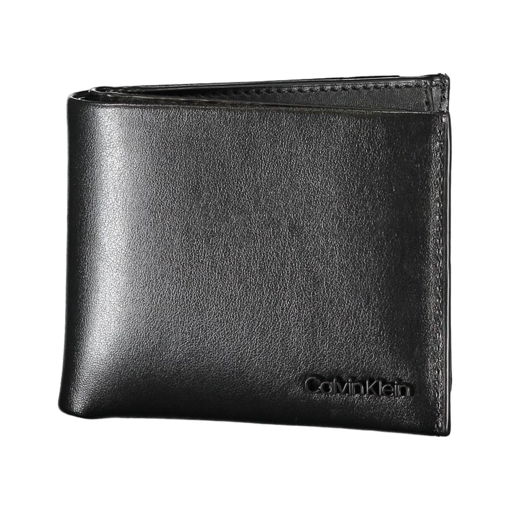 Elegant Black Leather Dual-Compartment Wallet