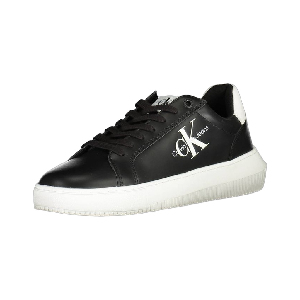 Sleek Black Lace-Up Sports Sneakers