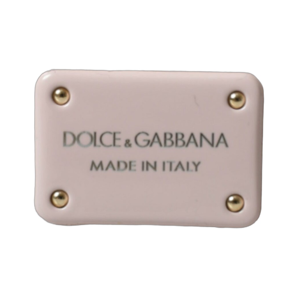 Light Pink Calf Leather Metal Logo Plaque Airpods Case