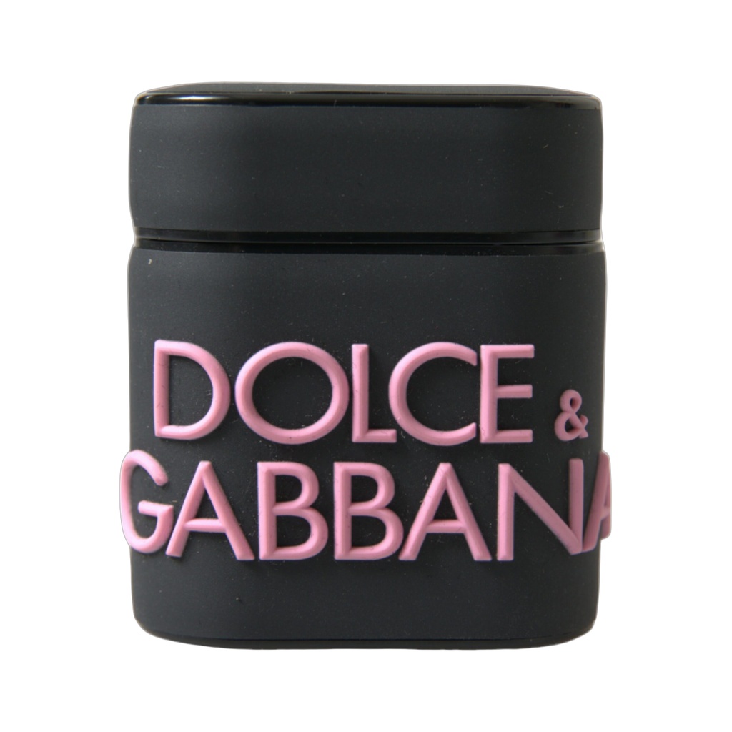 Black Pink Silicone Embossed Logo Airpods Case