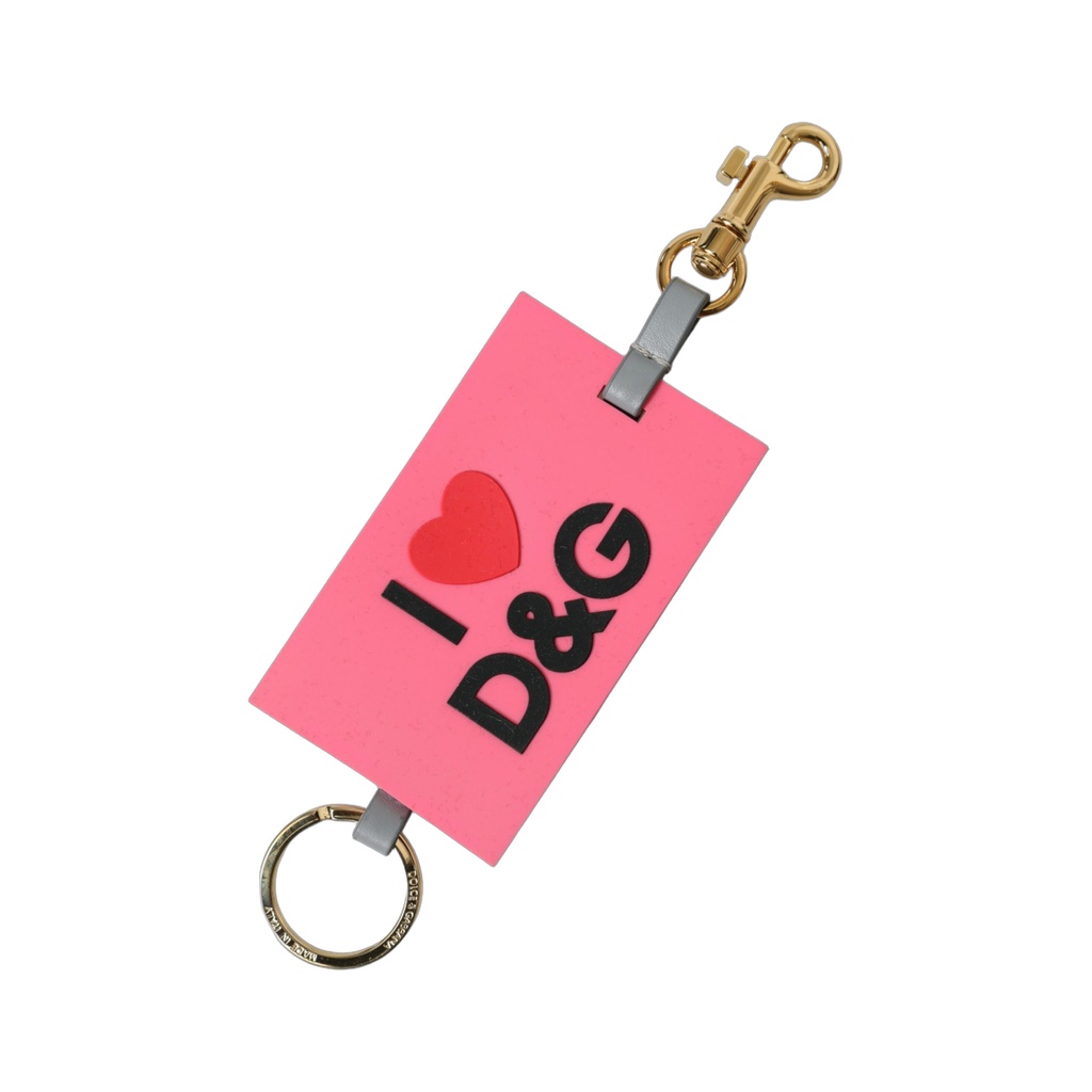 Pink Silicone DG Logo Gold Brass Keychain