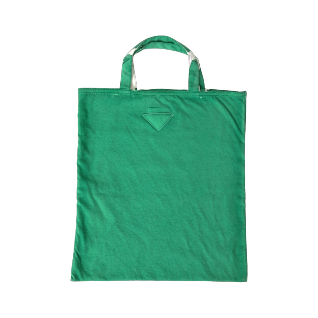 Green Jersey Fabric Logo Shoulder Shopping Tote Shopping Bag