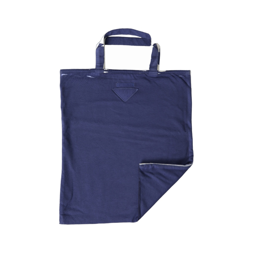 Blue Jersey Fabric Logo Shoulder Shopping Tote Shopping Bag