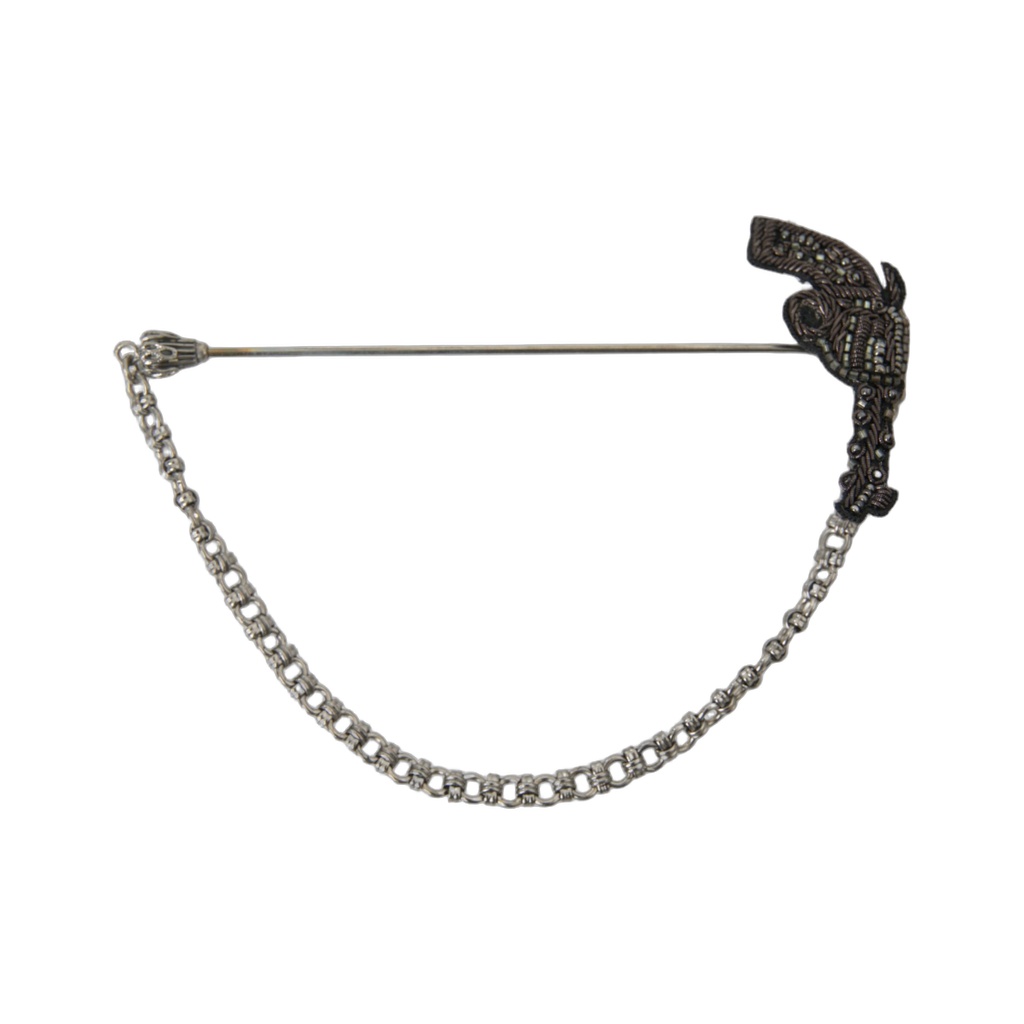 Brass Copper Silk Revolver Gun Men Brooch Lapel Pin