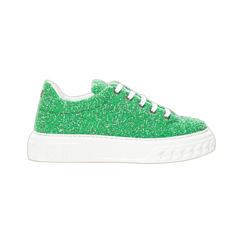 Emerald Elegance Leather Sneakers