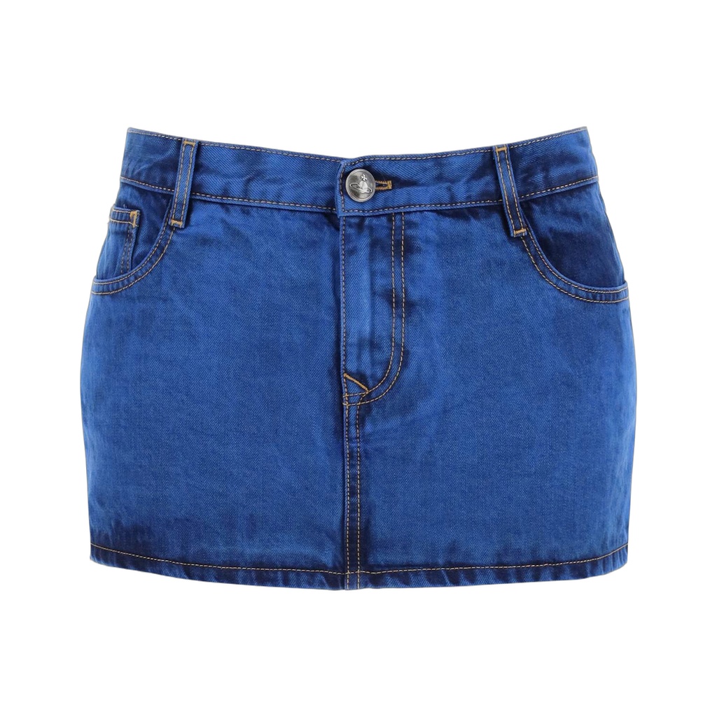 denim foam mini skirt for