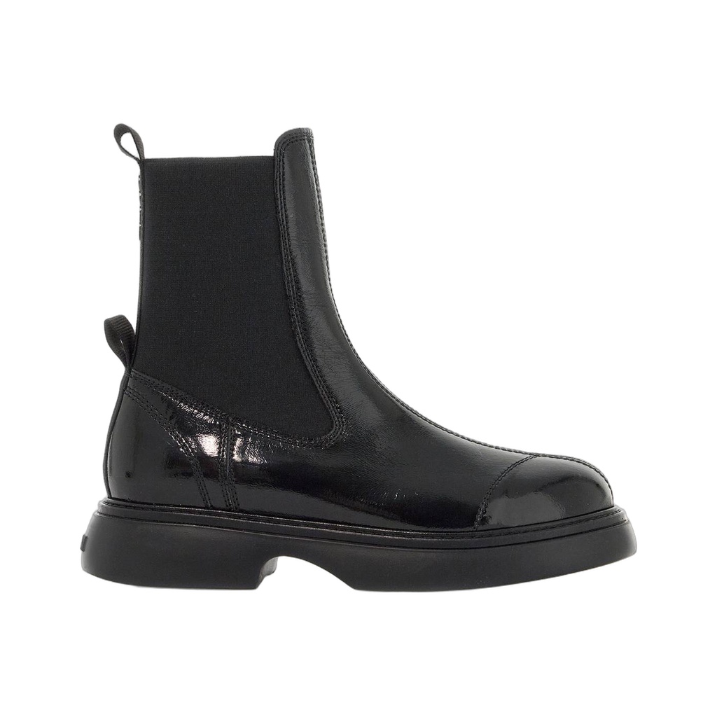 Black Synthetic Leather Chelsea Ankle Boot