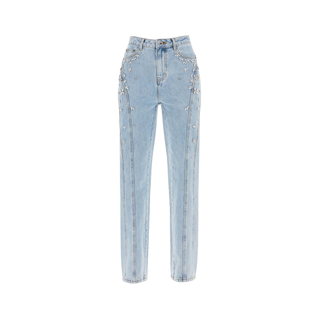 straight jeans with crystals