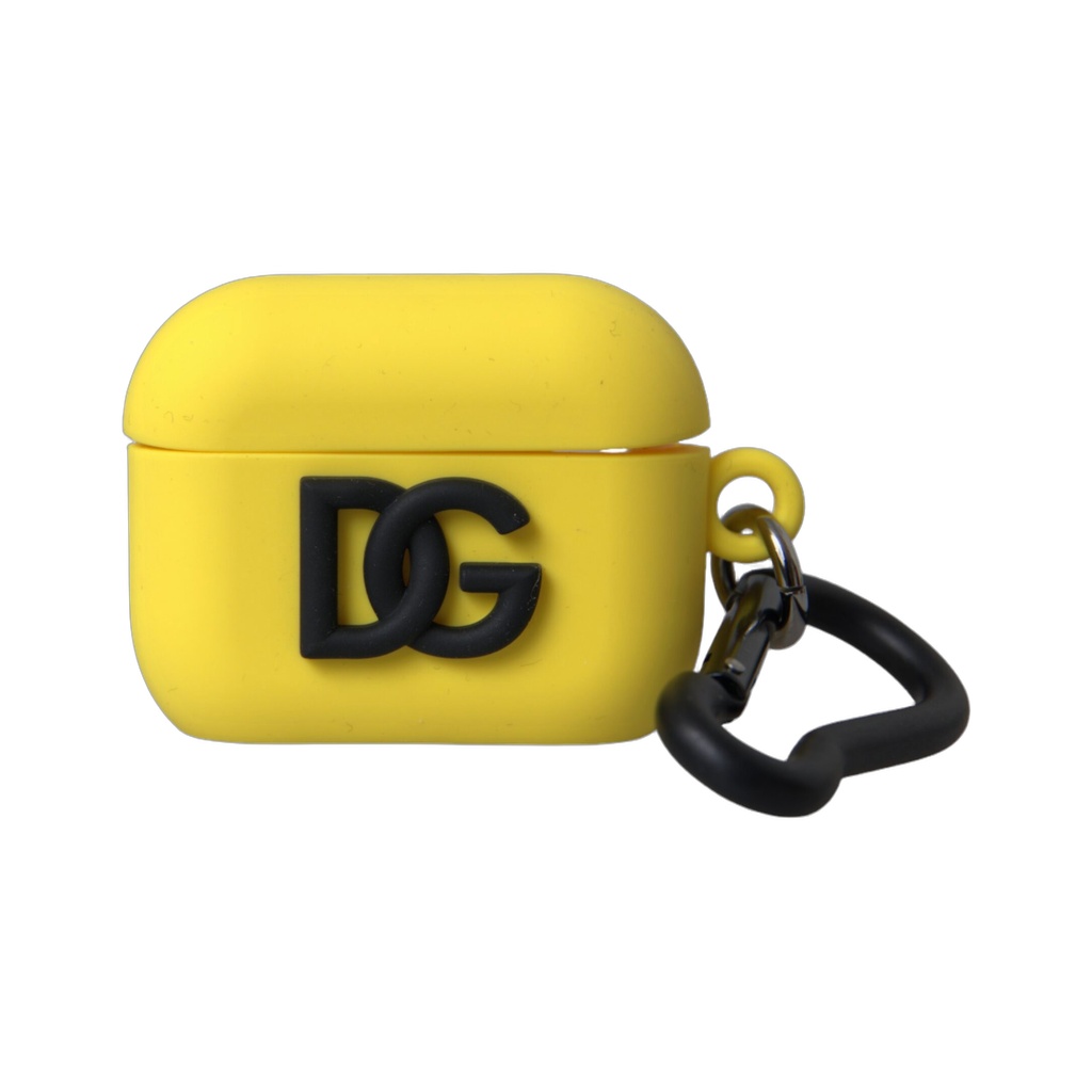 Yellow Silicone Logo Embossed Airpods Case