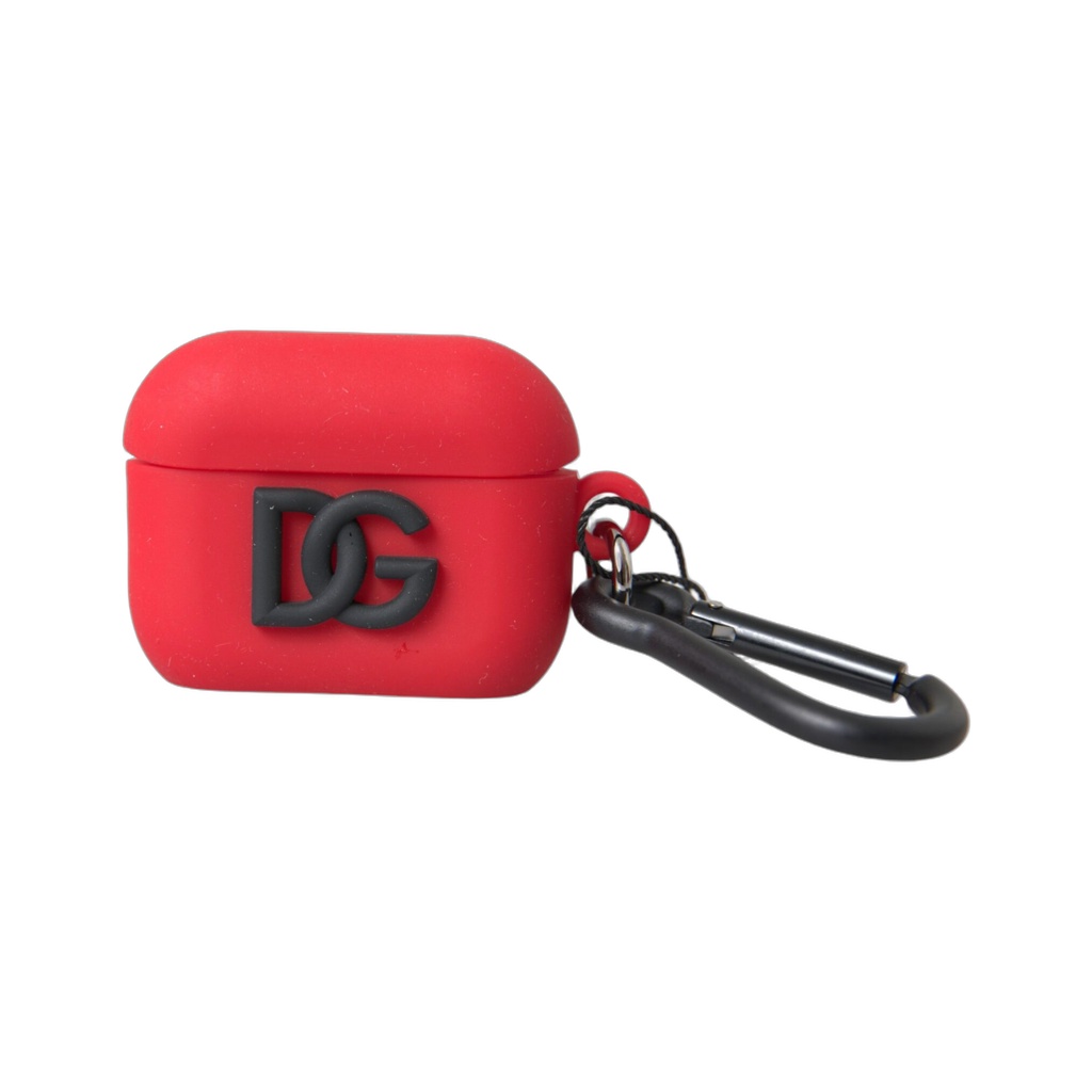 Red Silicone Rubber Logo Embossed Airpods Case