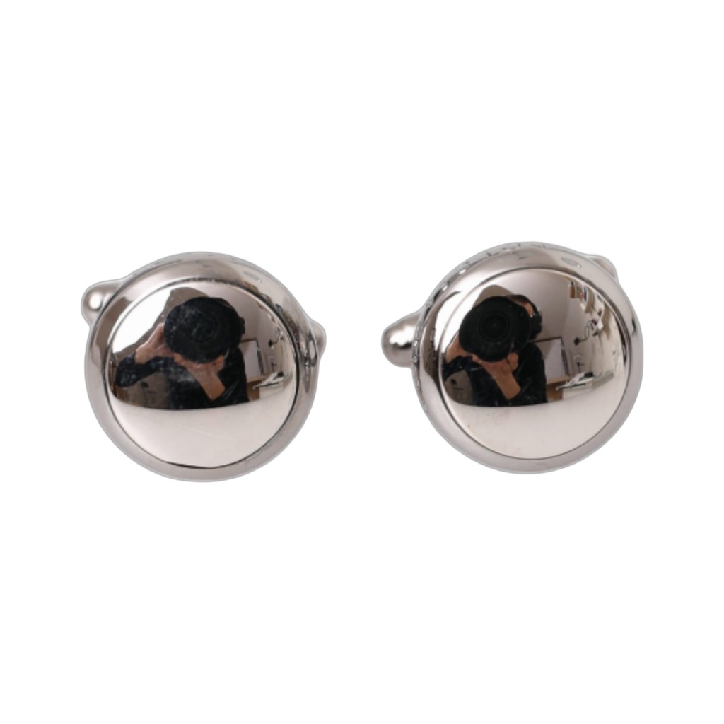 Silver Plated Brass Round Pin Men Cufflinks
