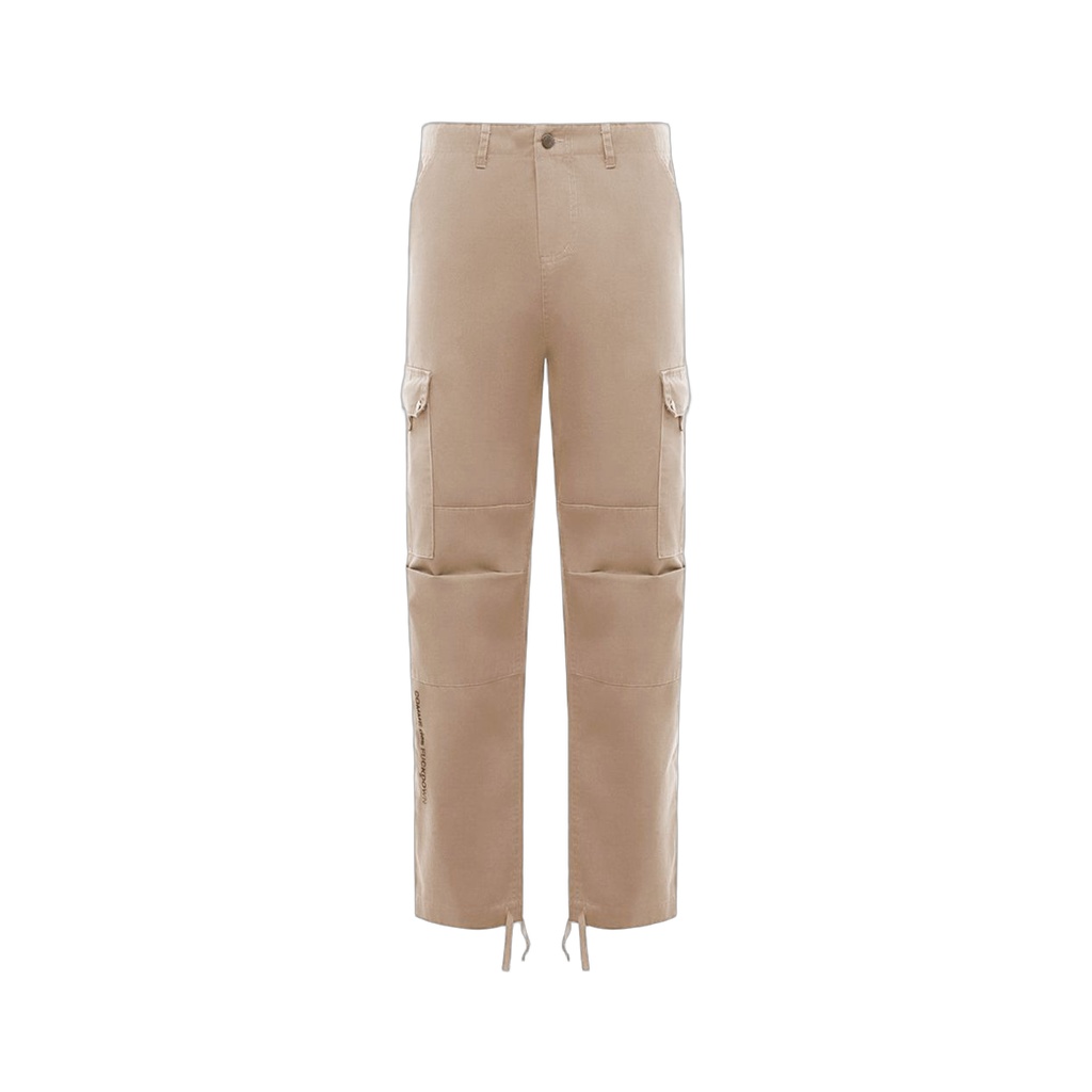 Beige Cotton Men Cargo Trouser