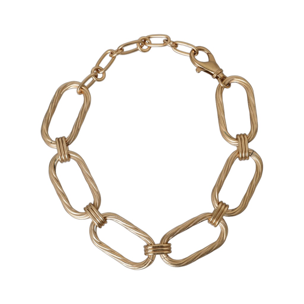 Gold Tone Brass Large Link Chain Jewelry Necklace