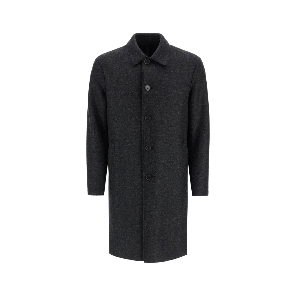 single-breasted pressed wool coat