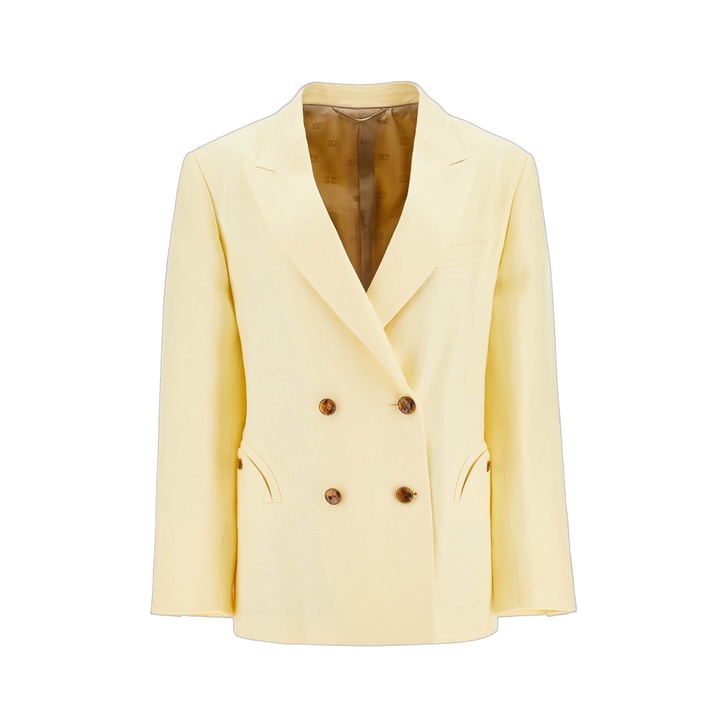 light yellow linen oversized blazer