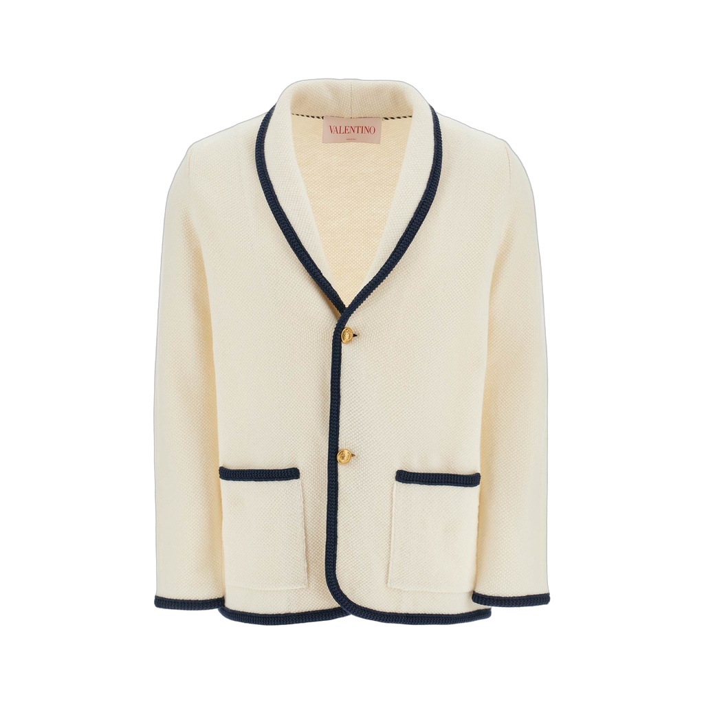 men's cotton and wool jacket in butter color with shawl collar