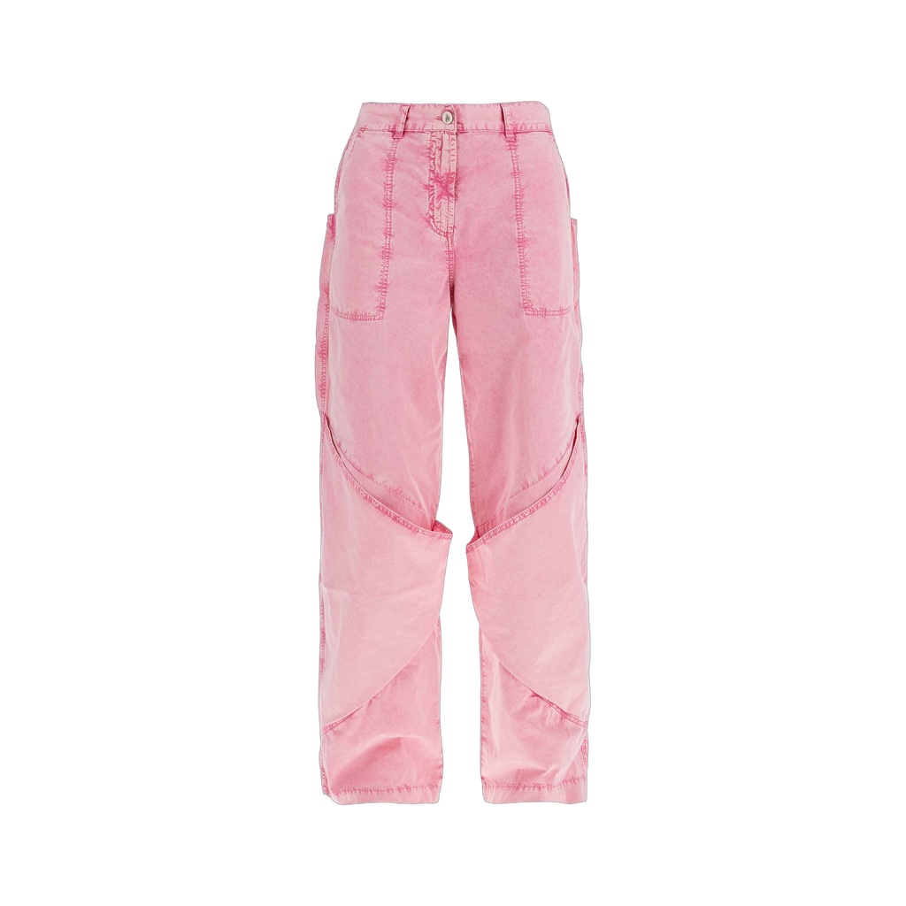 high-waisted loose fit pink palazzo pants in cotton