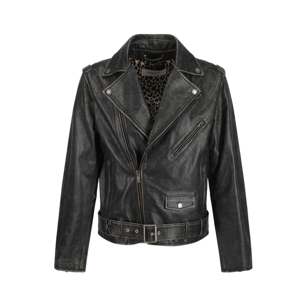 Brown Calf Leather Bos Taurus Biker Jacket
