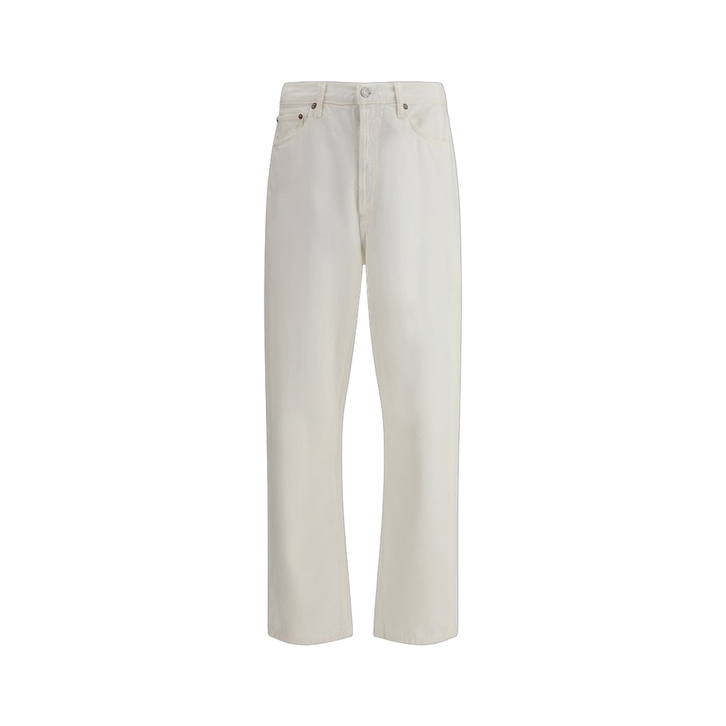 White Cotton Relaxed Fit Jeans