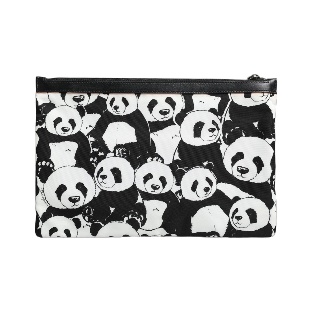 Black White Panda Pattern Clutch Pouch Bag
