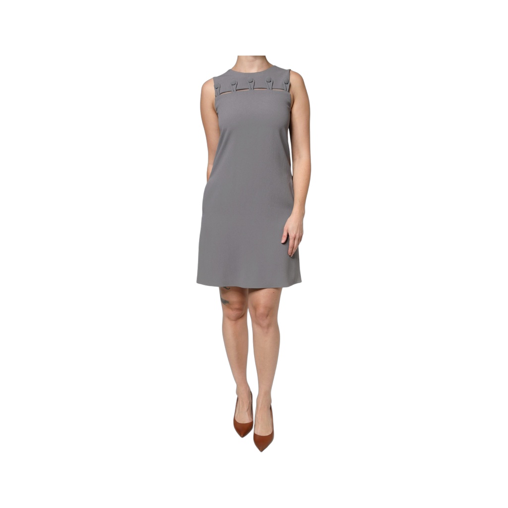 Gray Round Neck Sleeveless A-line Mini Dress