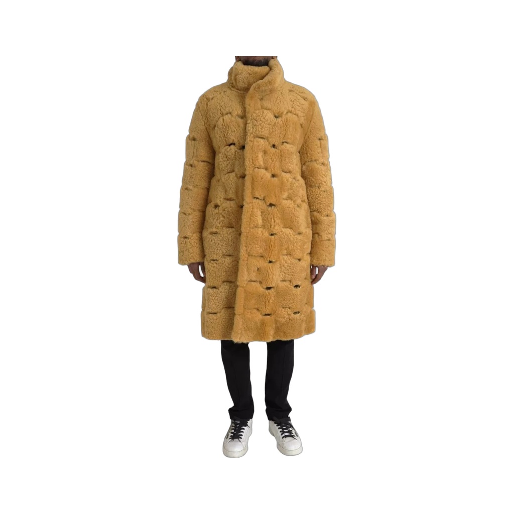 Yellow Wool Long Teddy Coat Jacket