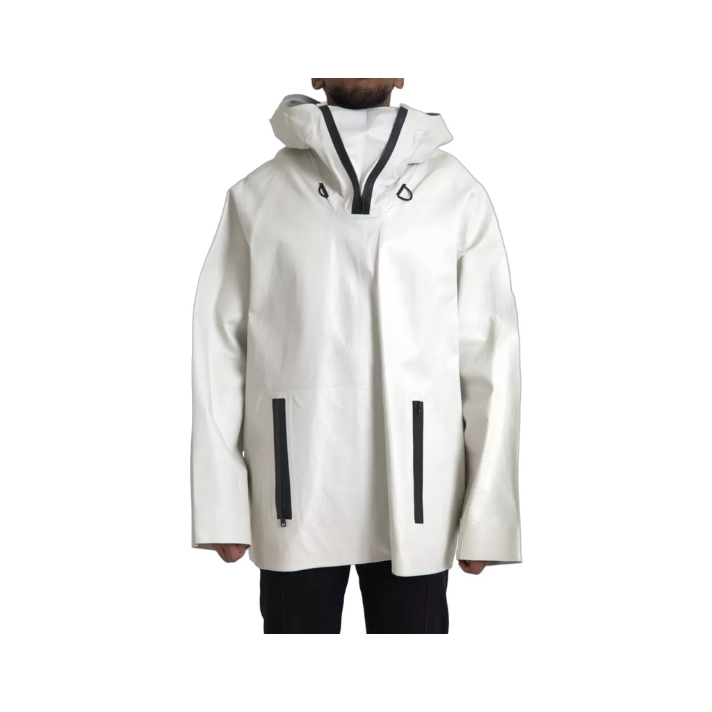 White Leather Men Waterproof Jacket Blouson