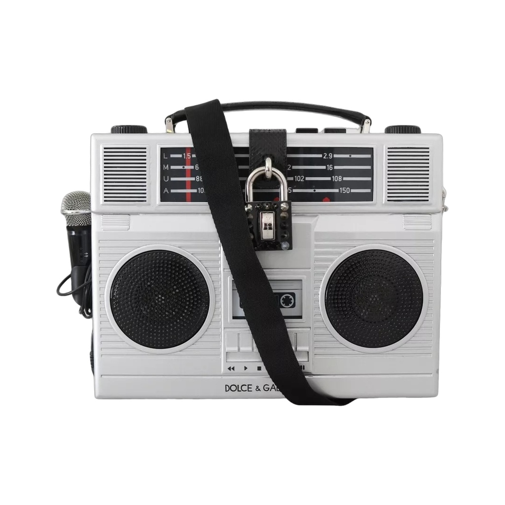 Silver Retro Radio Boombox Limited Edition Handmade Wood Bag