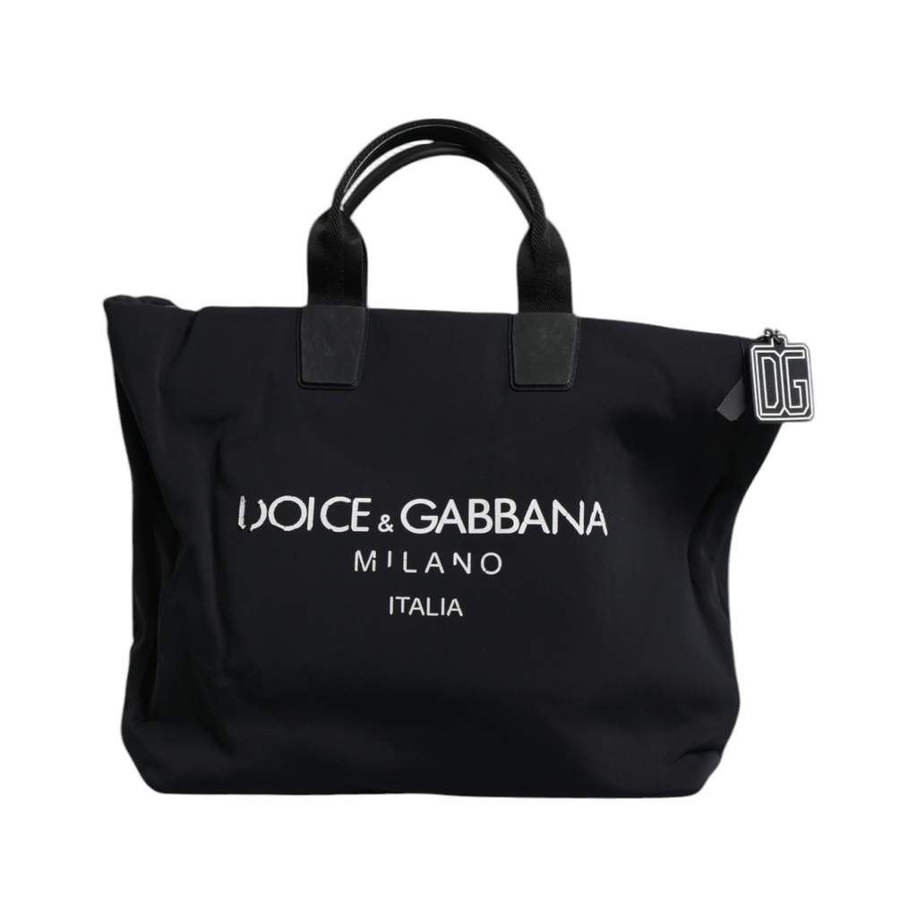 Black Canvas DG Logo Women Shopping Hand Tote Bag