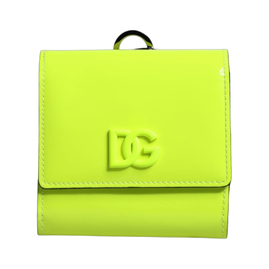 Yellow Green Bifold DG Logo Neck Strap Cardholder Wallet