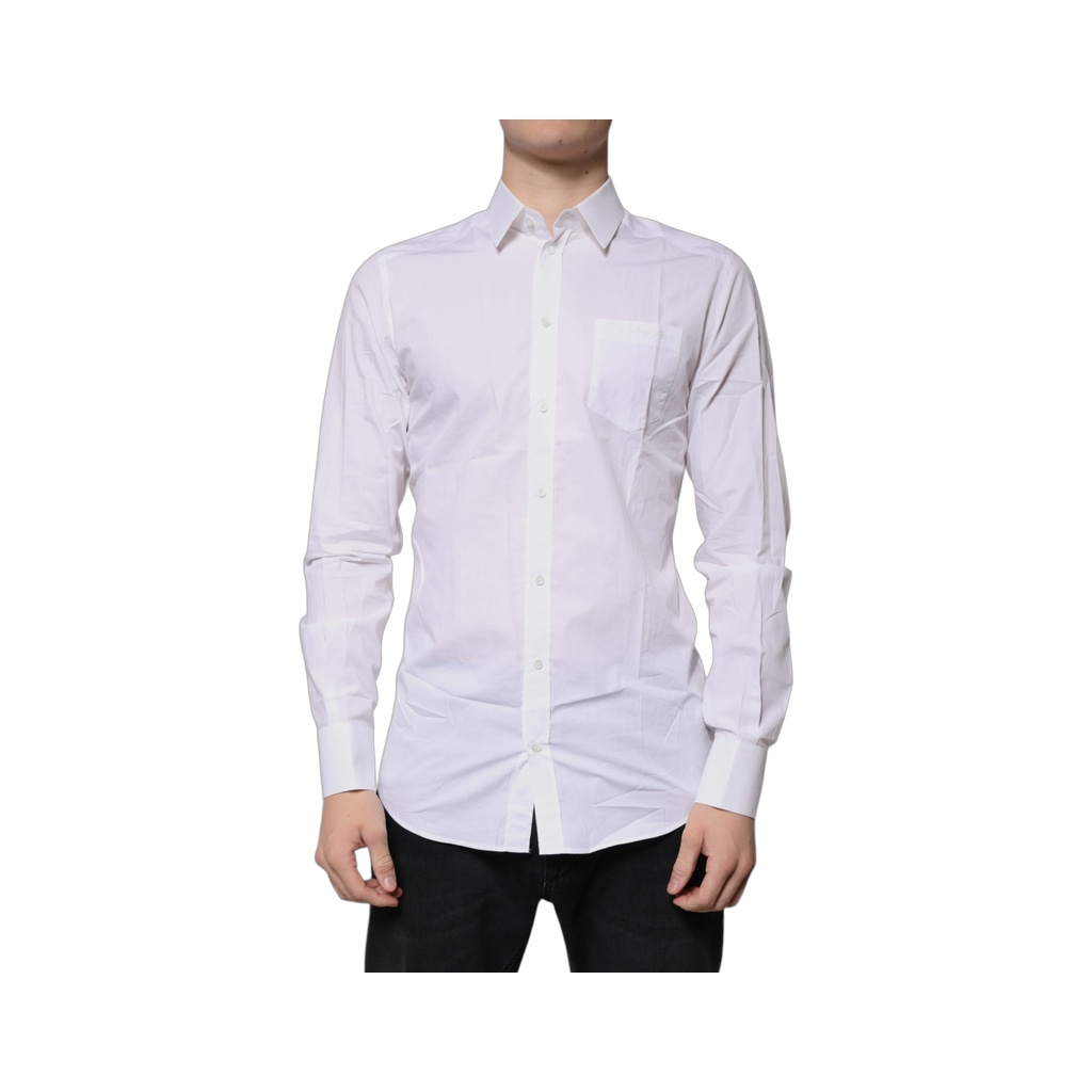 White Cotton Long Sleeves GOLD Dress Shirt