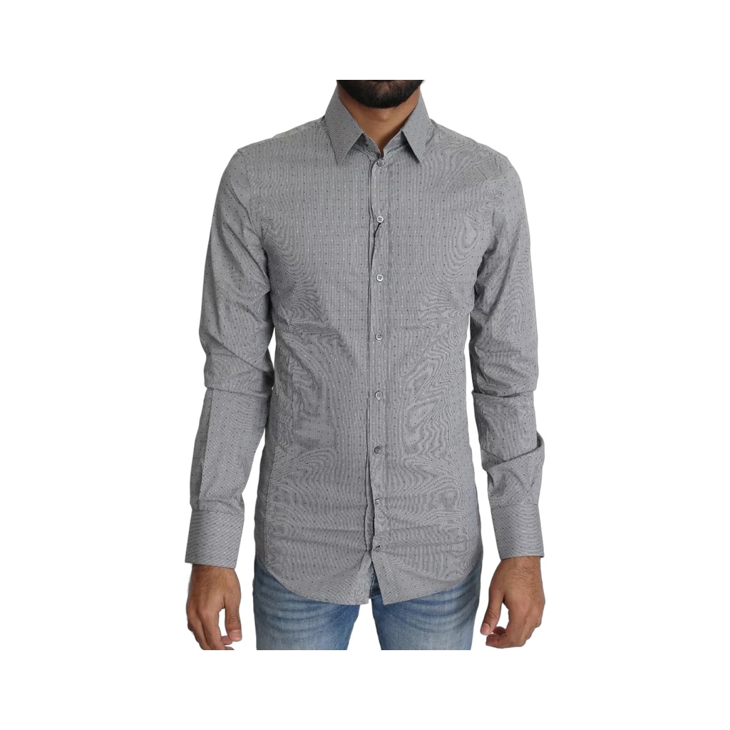 Gray SICILIA Dotted Semi Fitted Formal Shirt